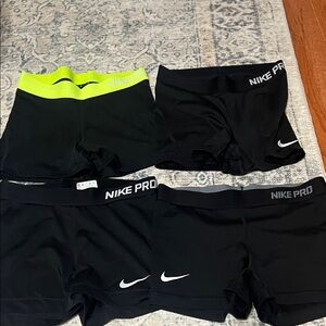 Nike Pro Black and Neon Yellow Shorts Collection